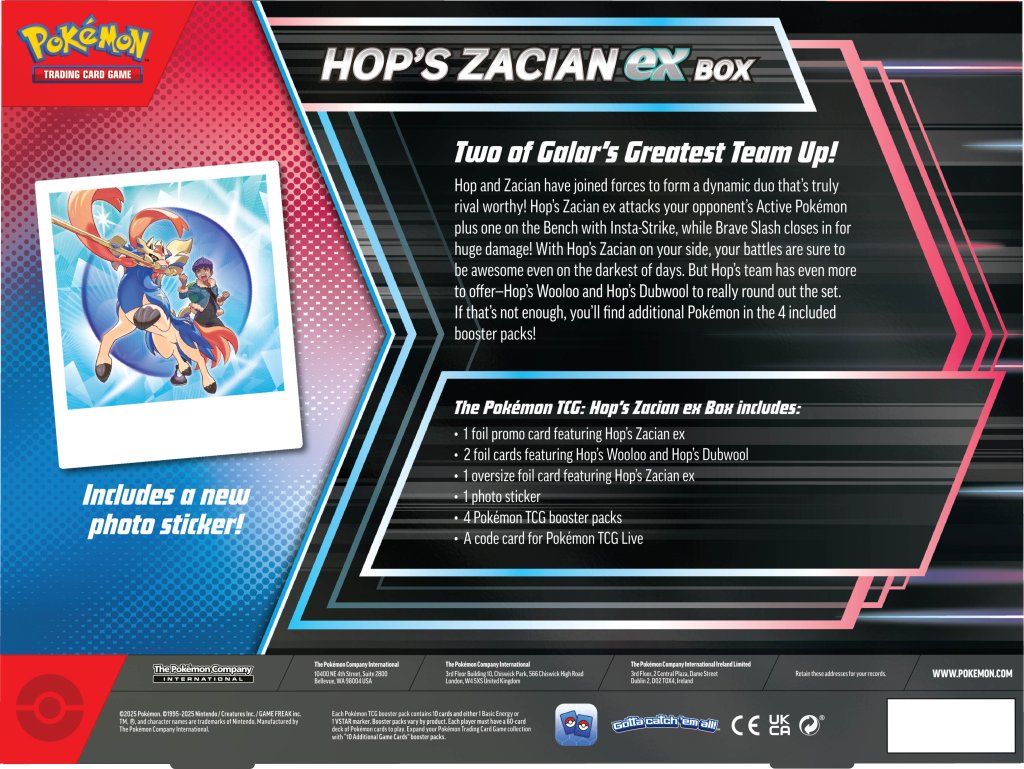 POKEMON TCG - Hop's Zacian ex Box