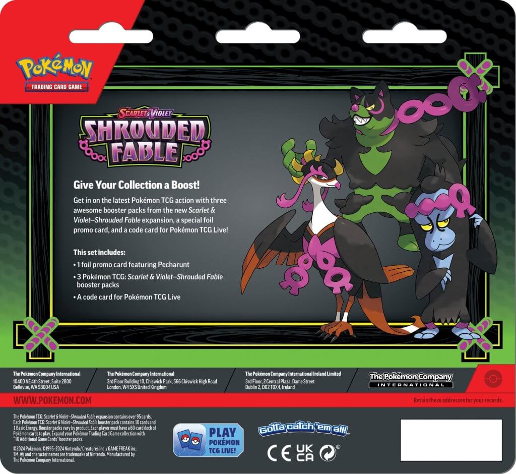 POKEMON TCG Scarlet & Violet 6.5 Shrouded Fable 3 Pack Blister