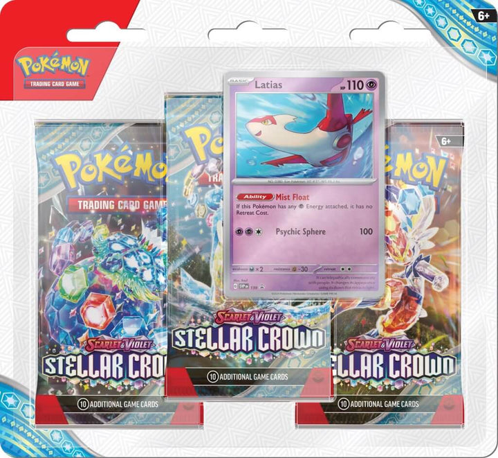 POKEMON TCG Scarlet & Violet 7 Stellar Crown Three Booster Blister
