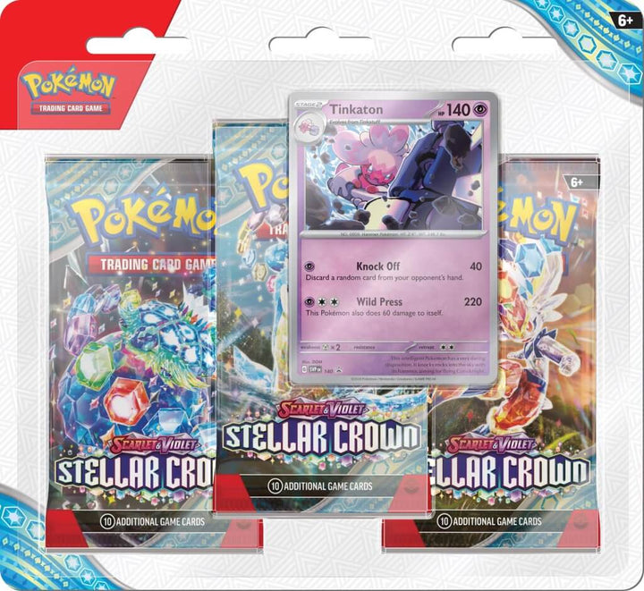 POKEMON TCG Scarlet & Violet 7 Stellar Crown Three Booster Blister